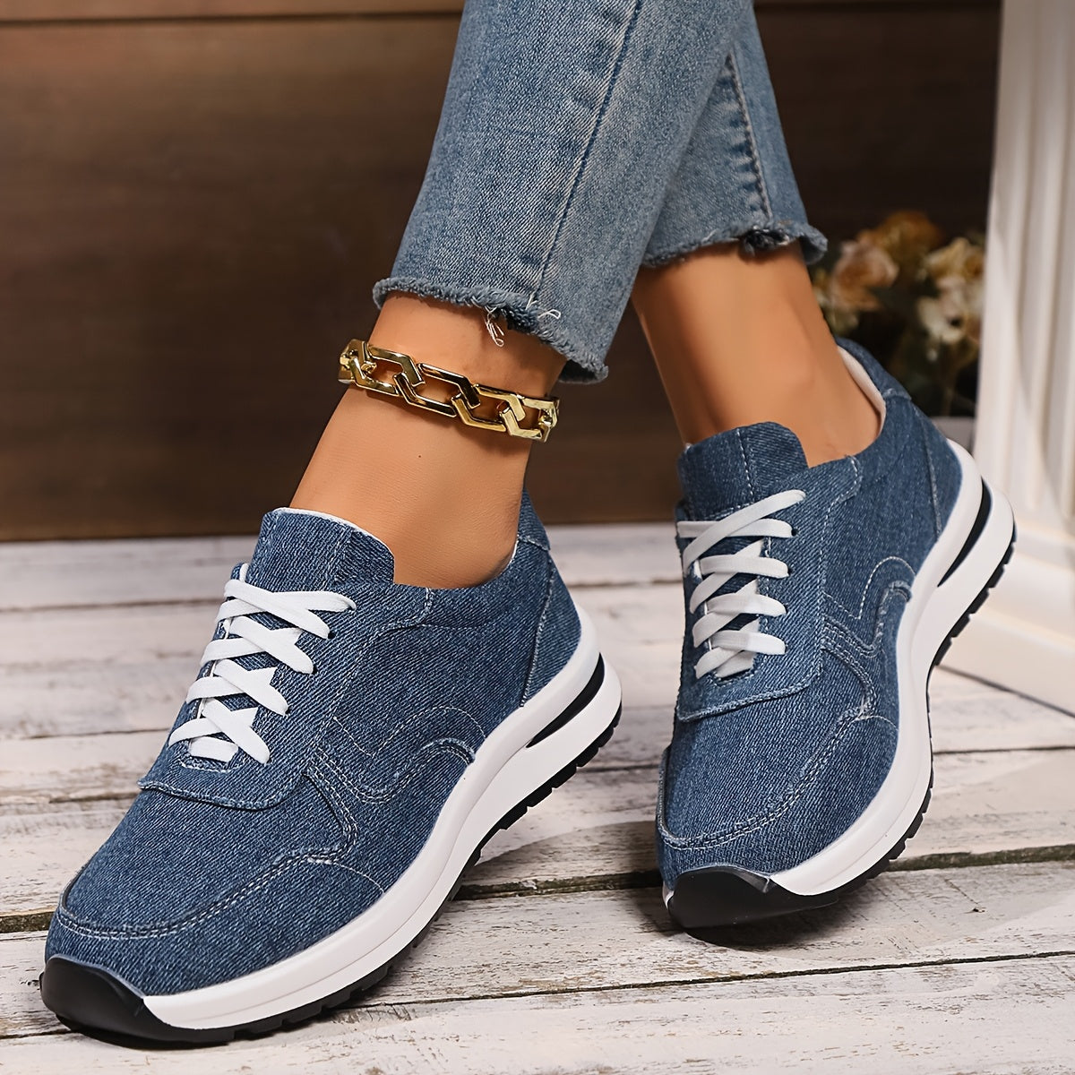 Women's Orthopedic Sneakers with Denim Fabric