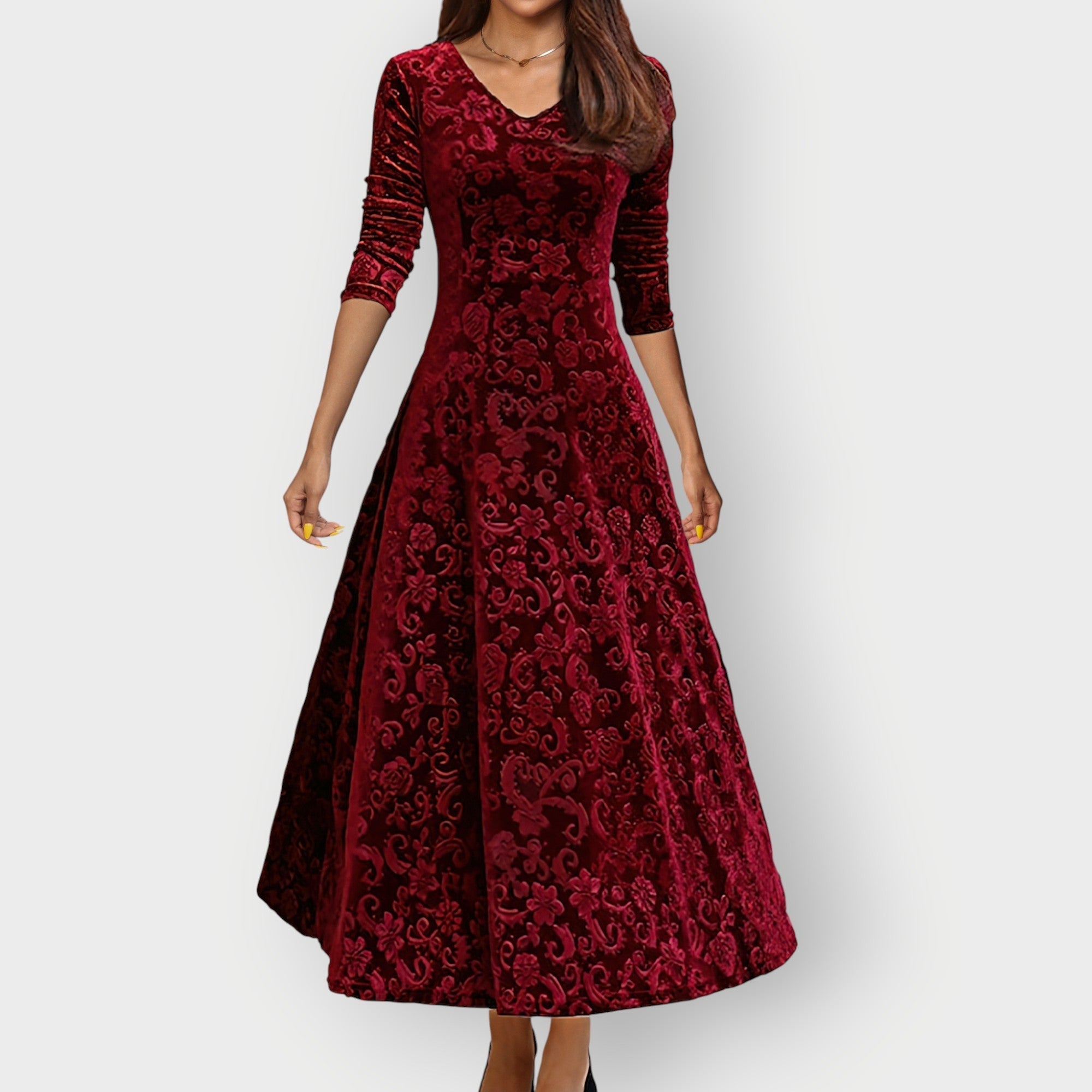 Women's Vintage Velvet Midi Dress