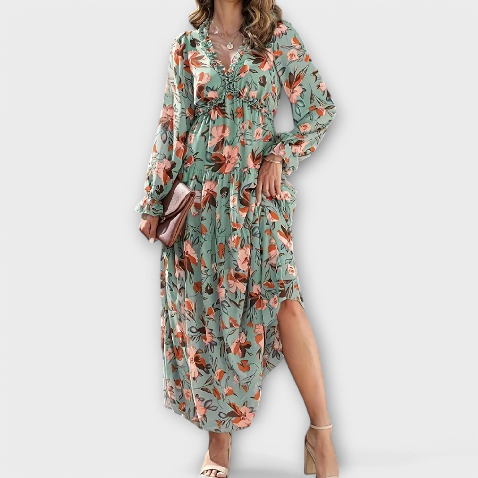 Women's Floral V-Neck Maxi Dress