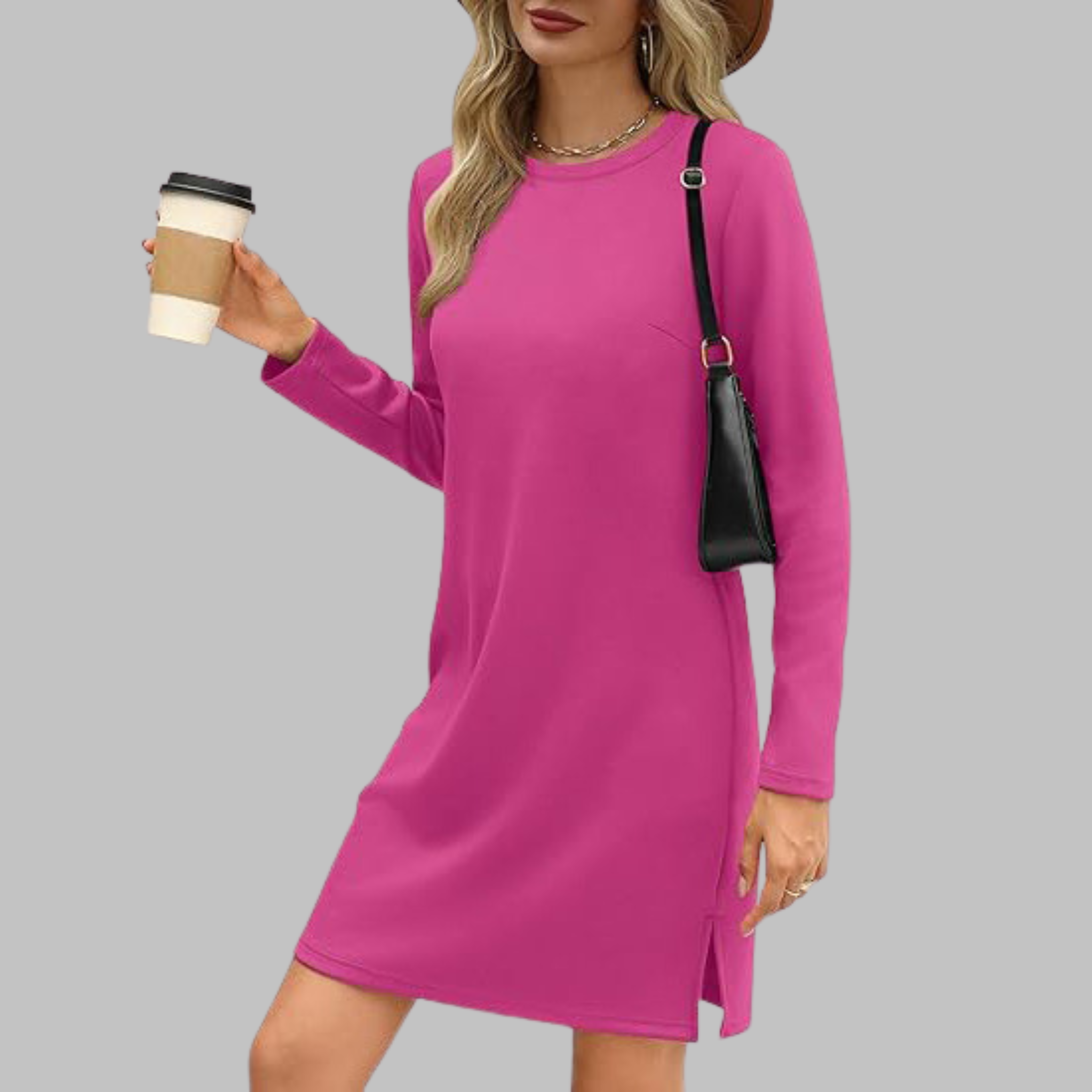 Women's Comfortable Long Sleeve Round Neck Dress