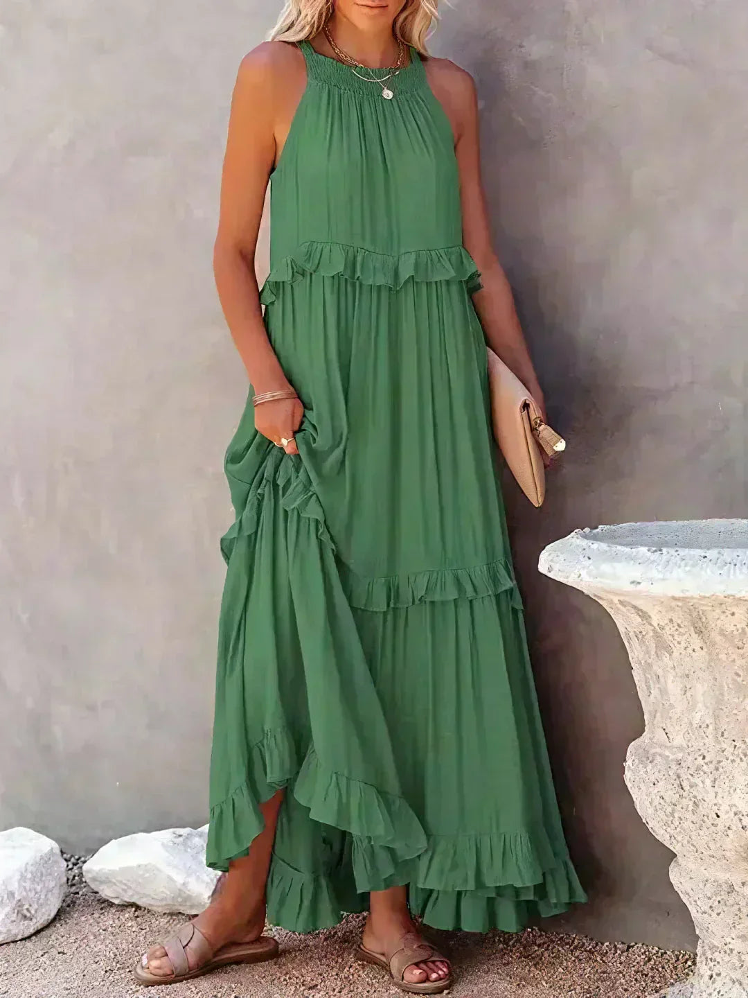 Women's Elegant Sleeveless Dress with Ruffles