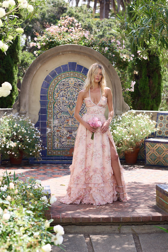 Women's The Scarlette Dress in Peach Tapestry