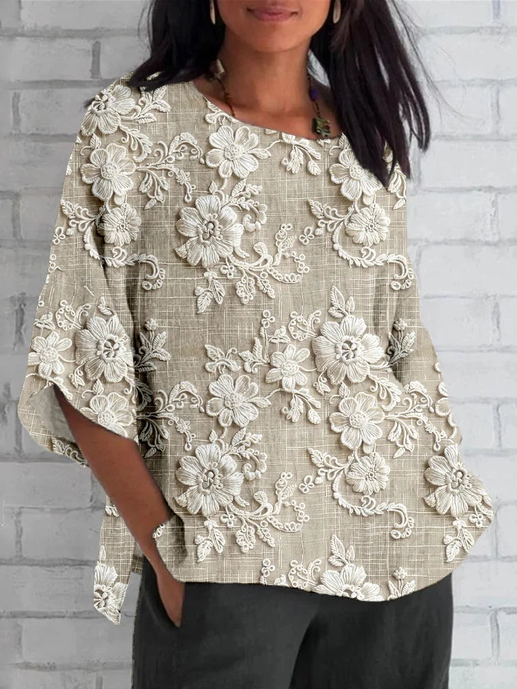Women's Vintage Floral Relaxed Blouse