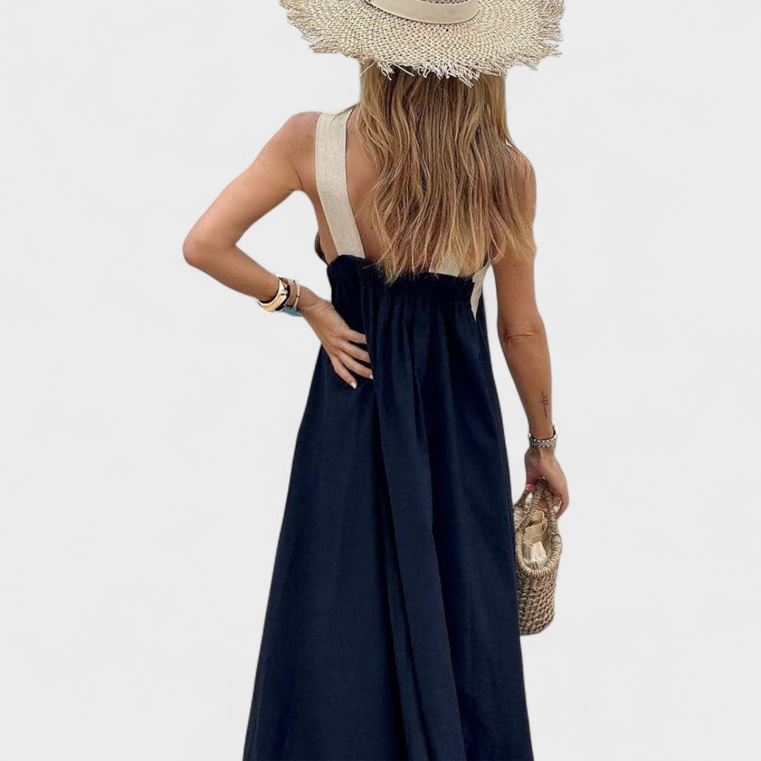 Women's Elegant Cross-Neck Maxi Dress