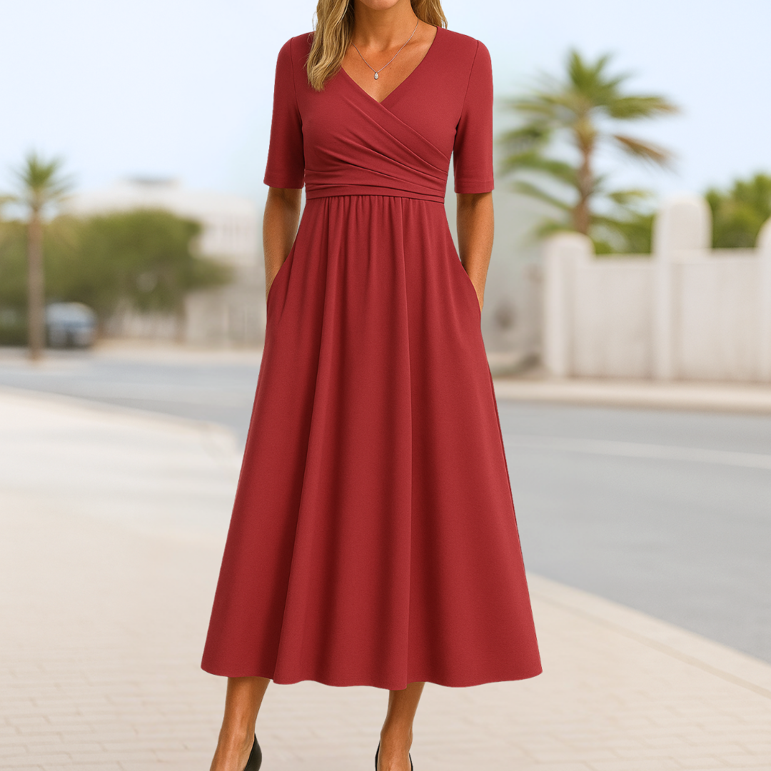 Women's Crossed Dress with Short Sleeves