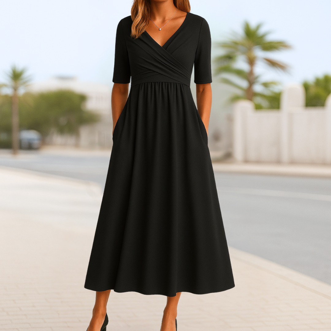 Women's Crossed Dress with Short Sleeves