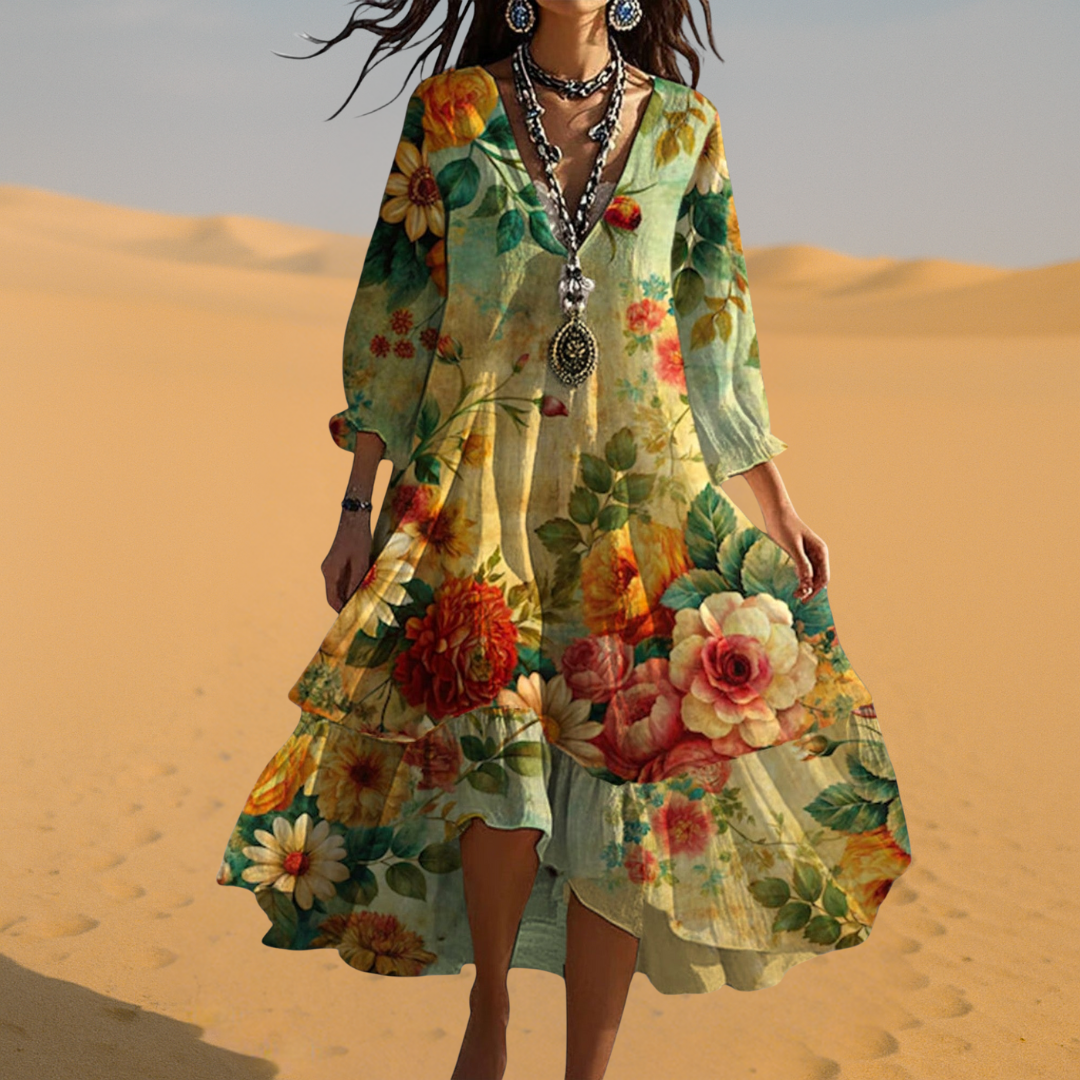 Women's Vintage Boho V-neck Dress