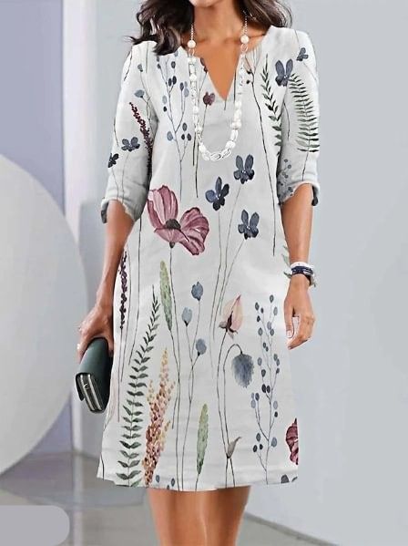 Women's Floral Print Double Tunic Dress