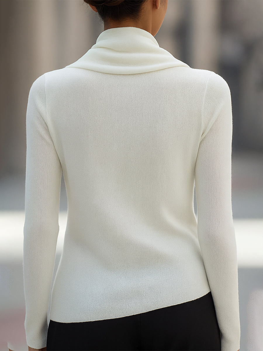 Women's Draped Cowl Neck Long-Sleeve Top