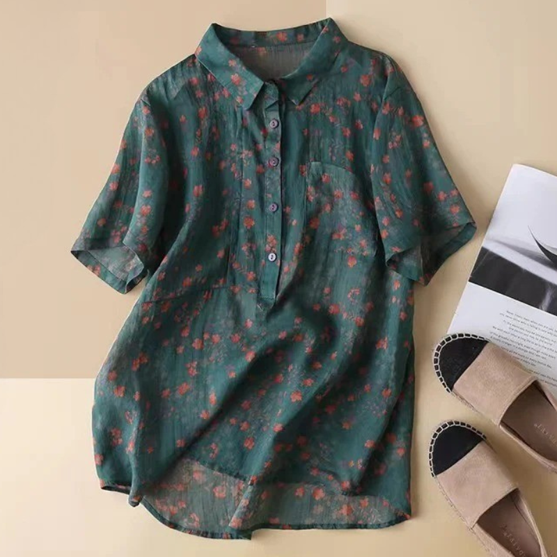 Women's Floral Half-Placket Shirt