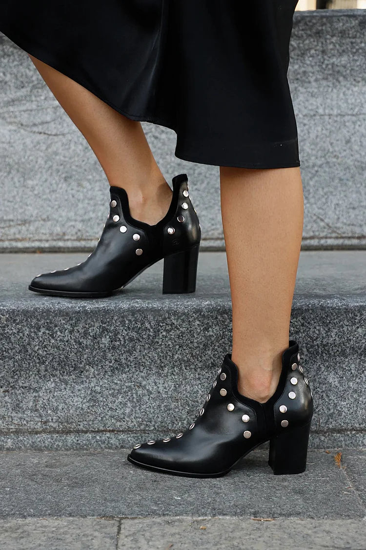 Women's Studded Wide-Heel Boots