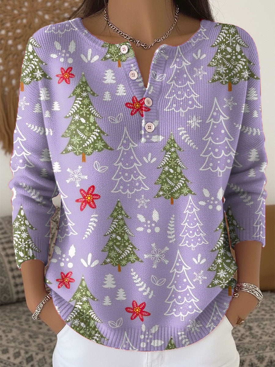 Women's Christmas Sweater with Buttons