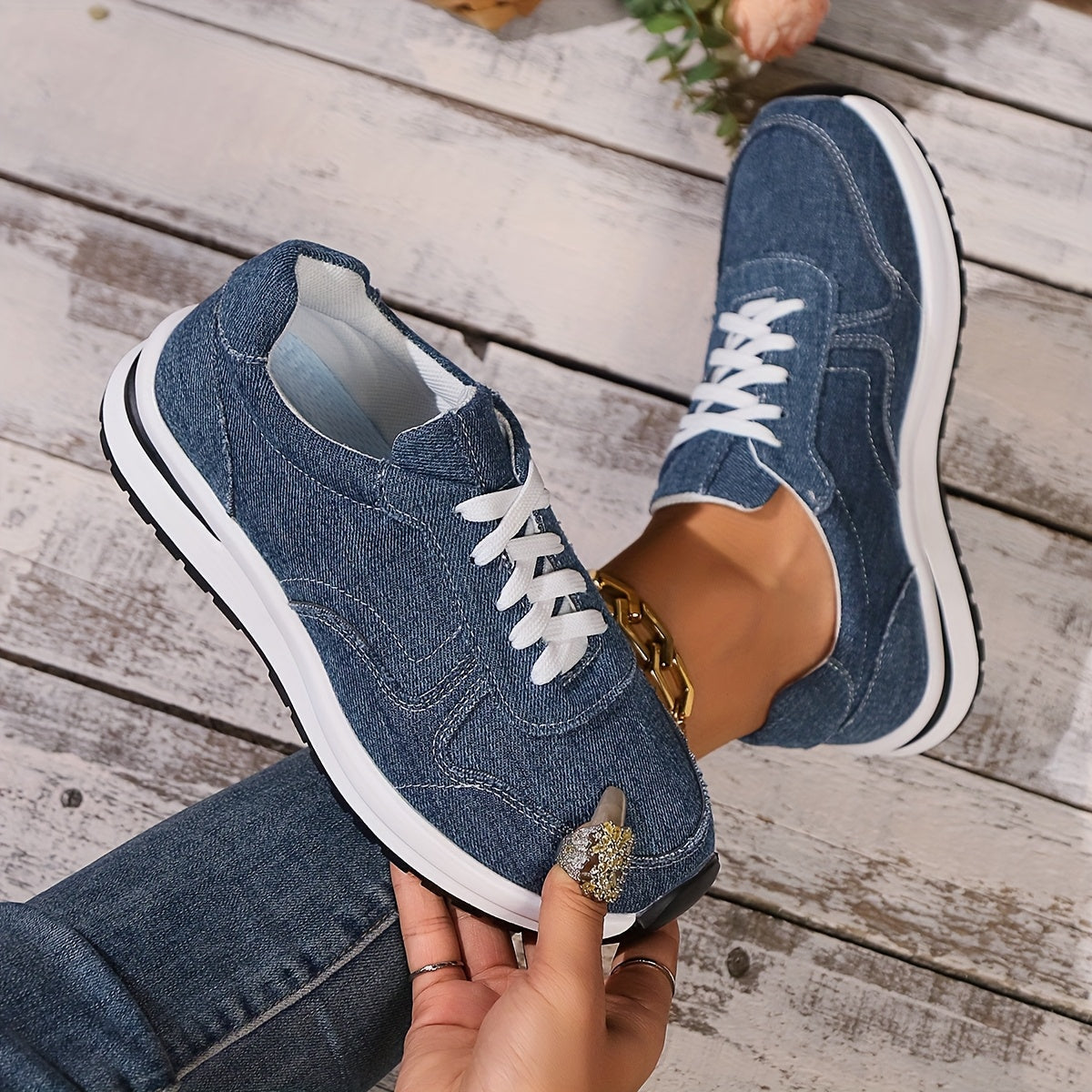 Women's Orthopedic Sneakers with Denim Fabric