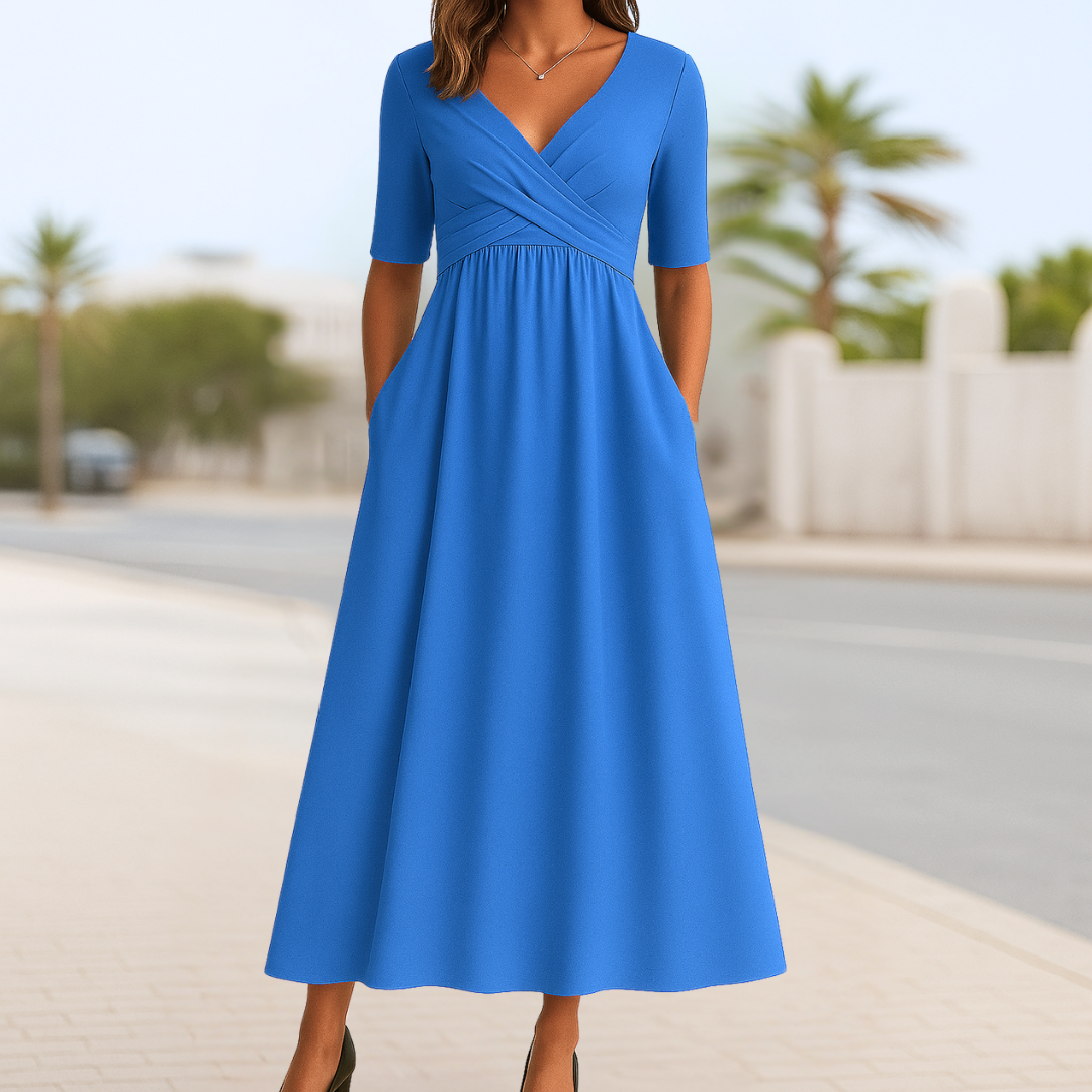Women's Crossed Dress with Short Sleeves