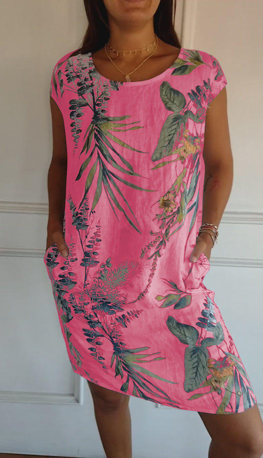 Women's Comfortable Dress with Round Neck
