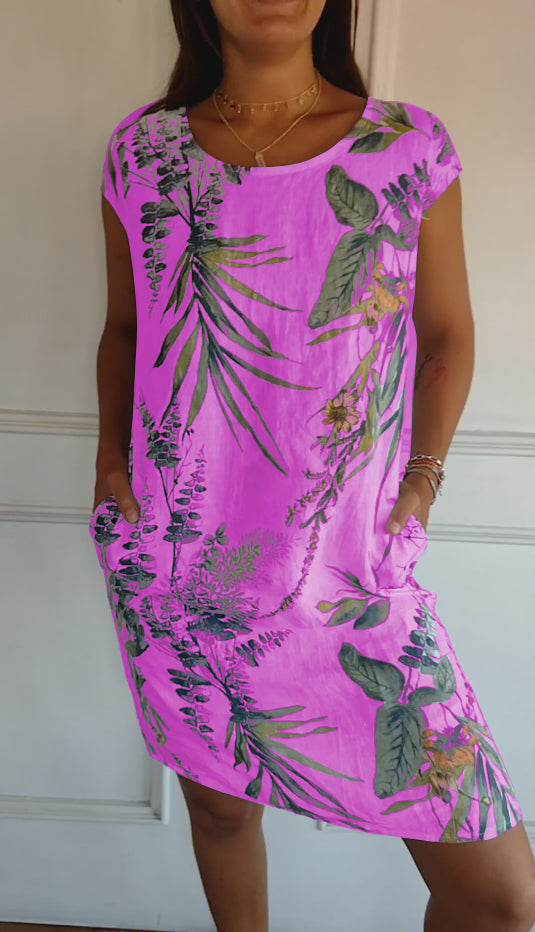 Women's Comfortable Dress with Round Neck