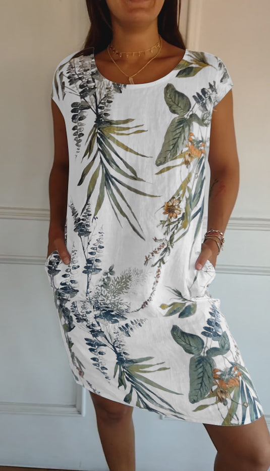 Women's Comfortable Dress with Round Neck