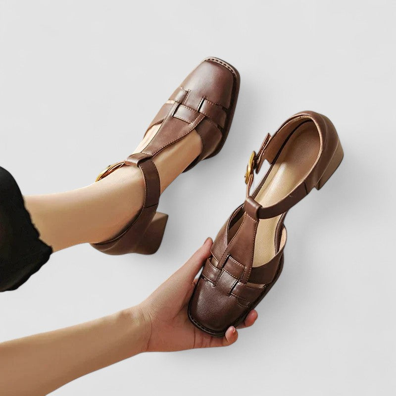 Women's Orthopedic T-Strap Block Heels