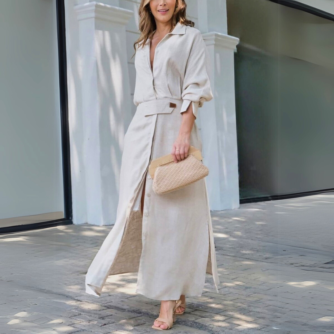Women's Elegant Maxi Dress with V-Neck