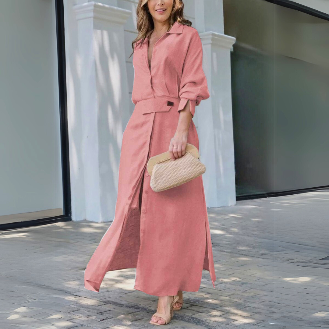 Women's Elegant Maxi Dress with V-Neck