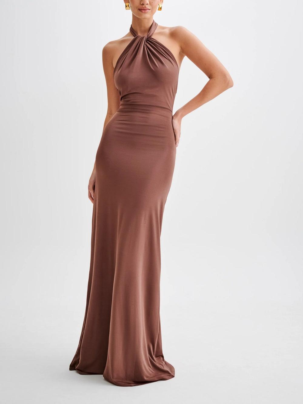 Women's Slinky Halter Maxi Dress