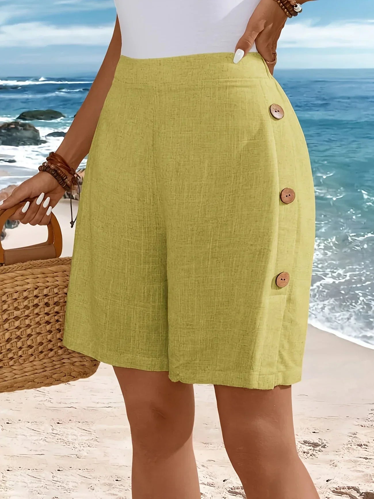 Women's Comfortable Shorts With Buttons