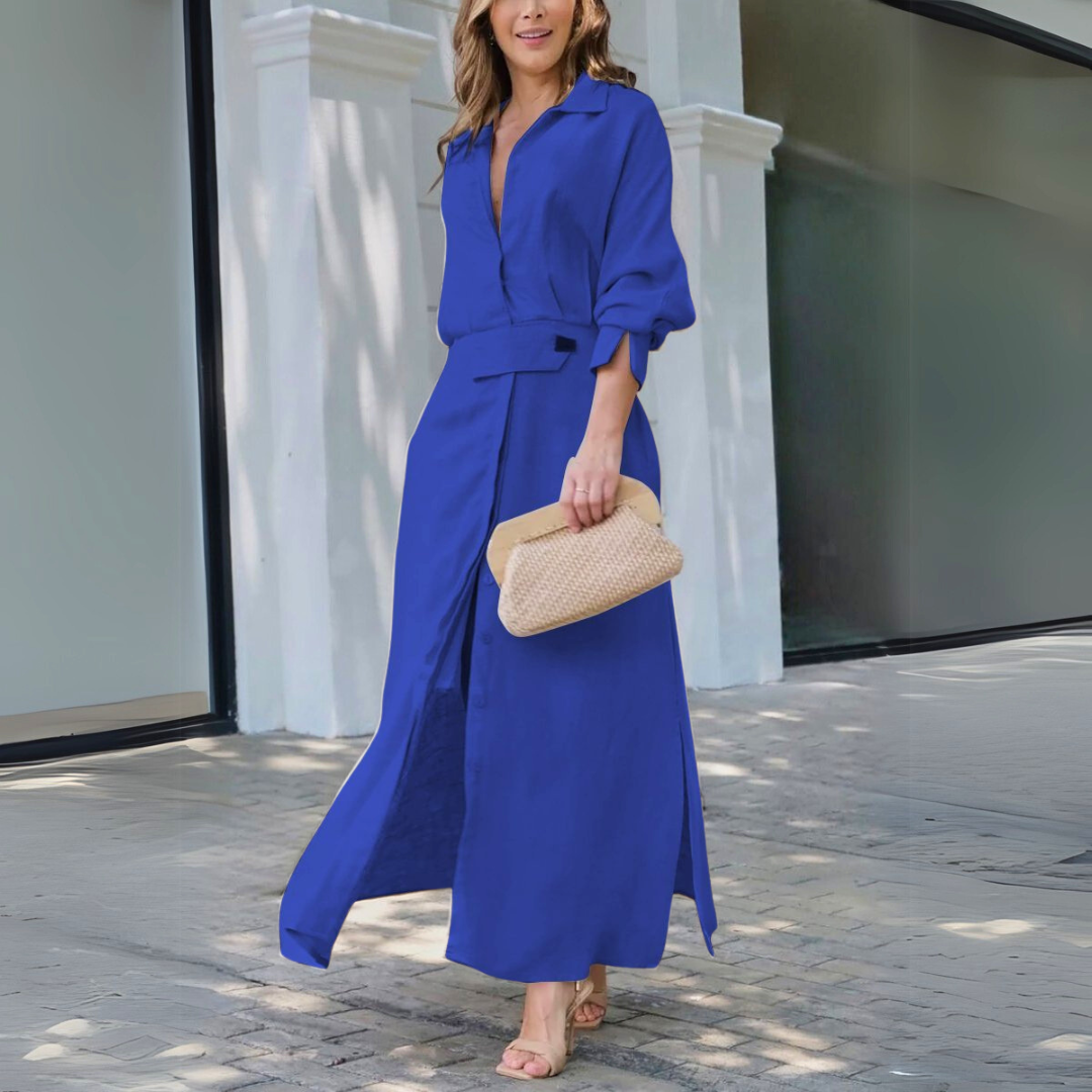 Women's Elegant Maxi Dress with V-Neck