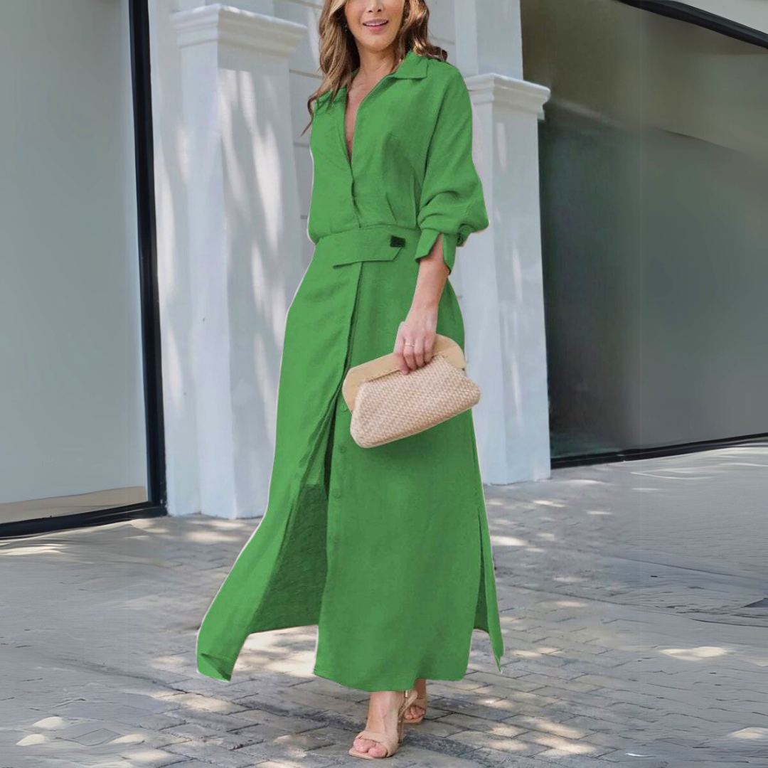 Women's Elegant Maxi Dress with V-Neck