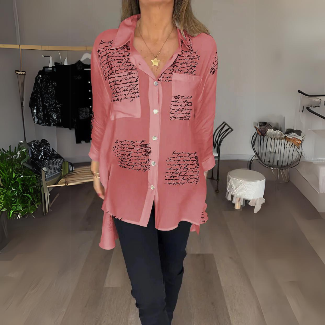 Women's Handwritten Button-Up Shirt
