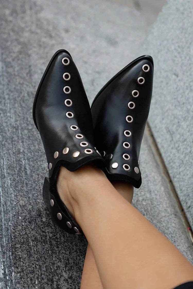 Women's Studded Wide-Heel Boots