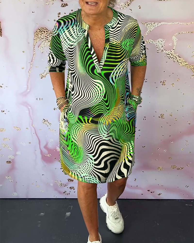 Women's Colorful V-neck Dress
