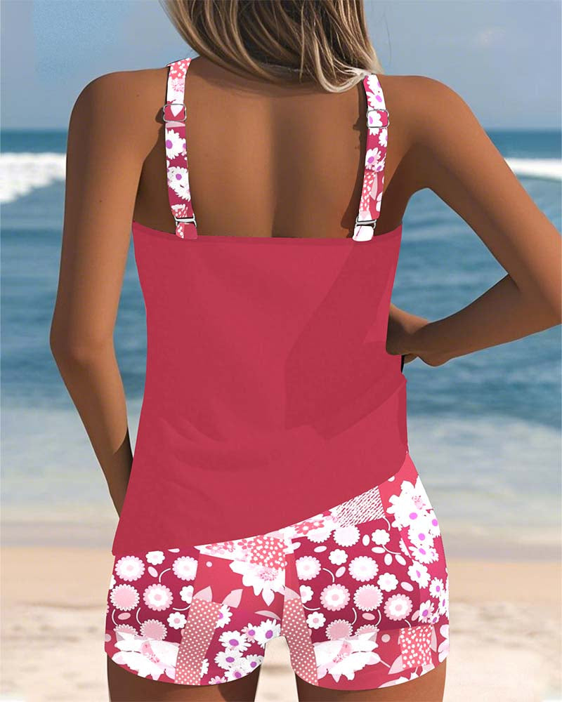 Women's Two-Piece Swimsuit with Comfortable Fit and Floral Beach Style