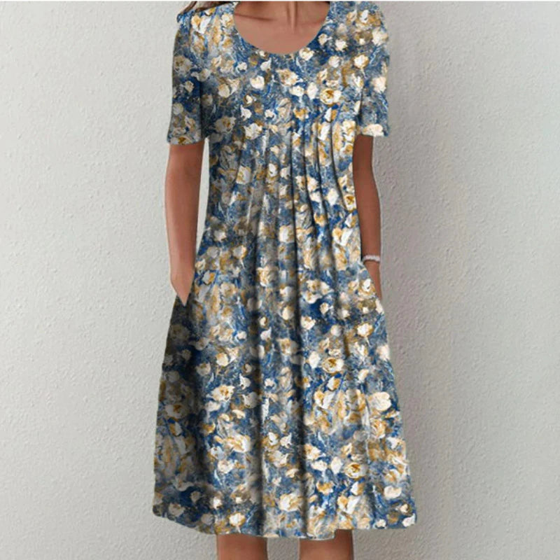 Women's Stylish and Casual Floral Dress with Pockets
