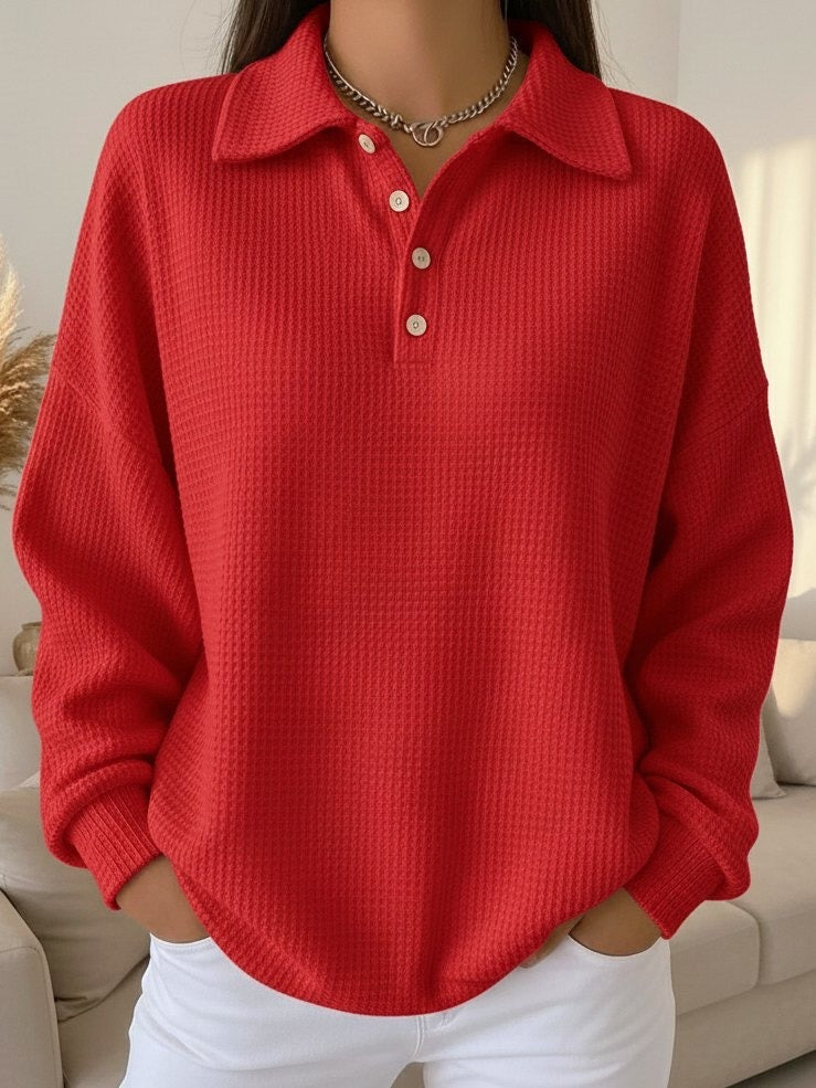 Women's Textured Polo Sweater