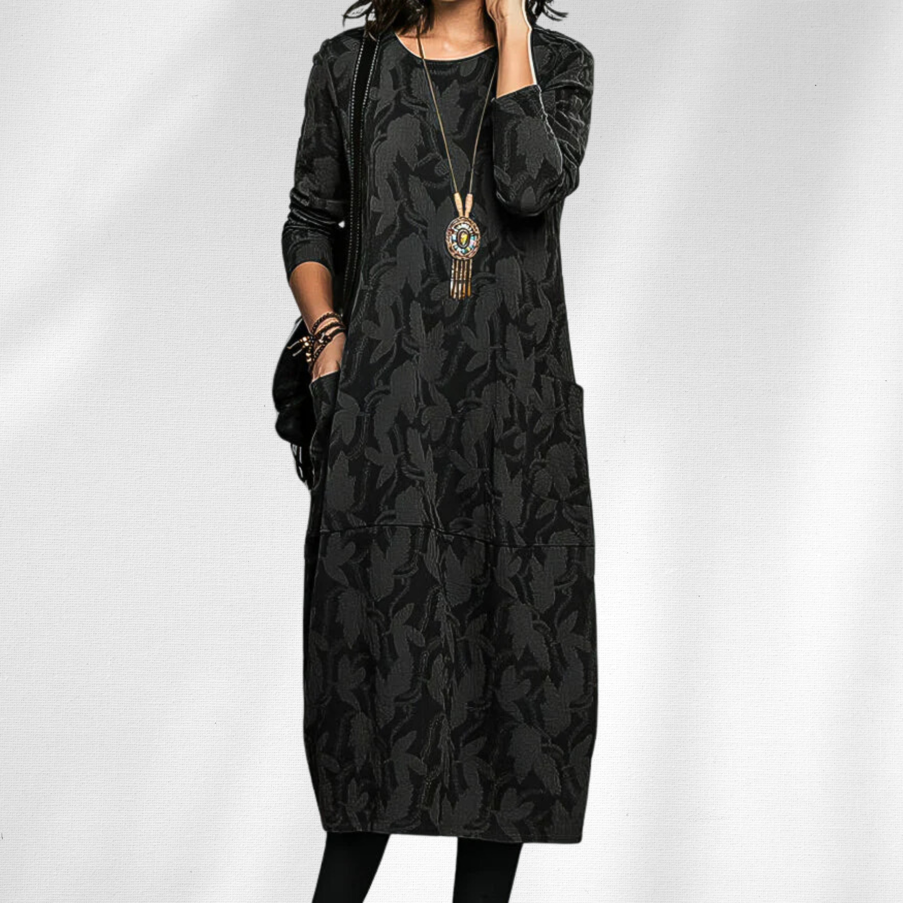 Women's Elegant Crewneck Winter Dress