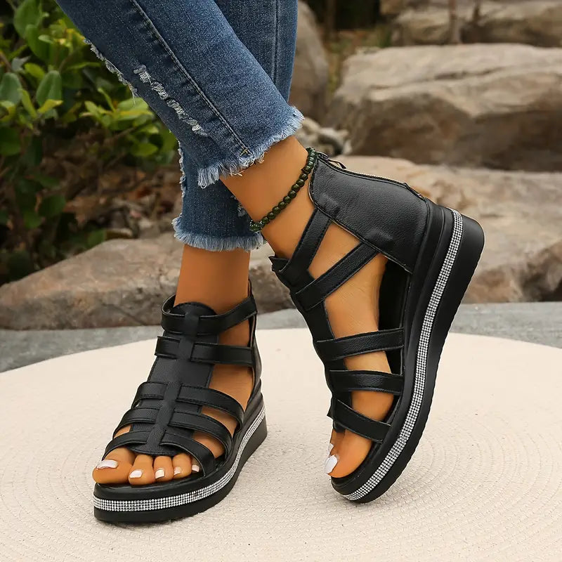 Women's Comfort Sandals with Rhinestone Decoration