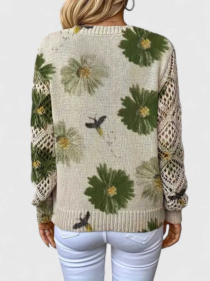 Women's Elegant Sweater with Floral Pattern