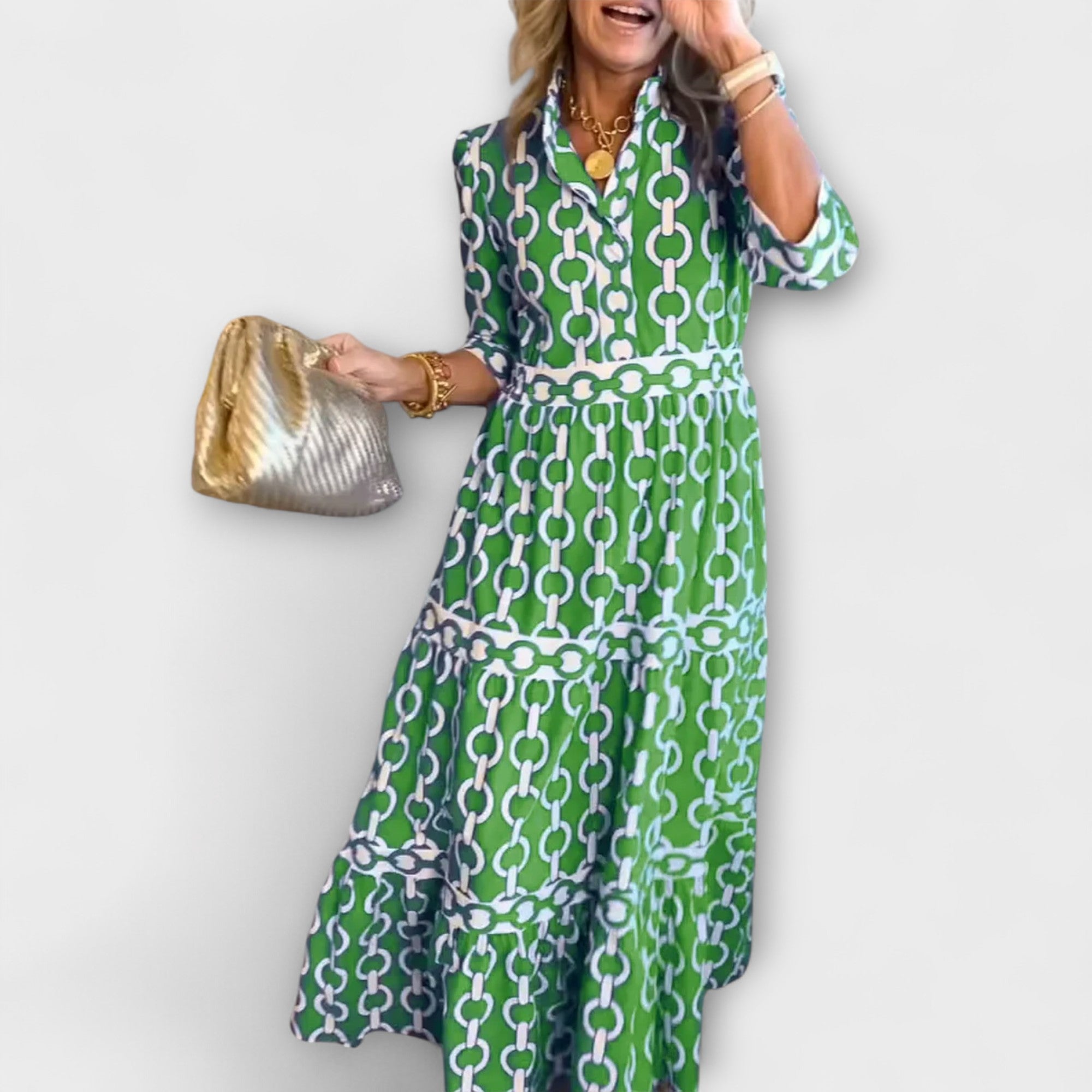 Women's Midi Dress with Chain Pattern