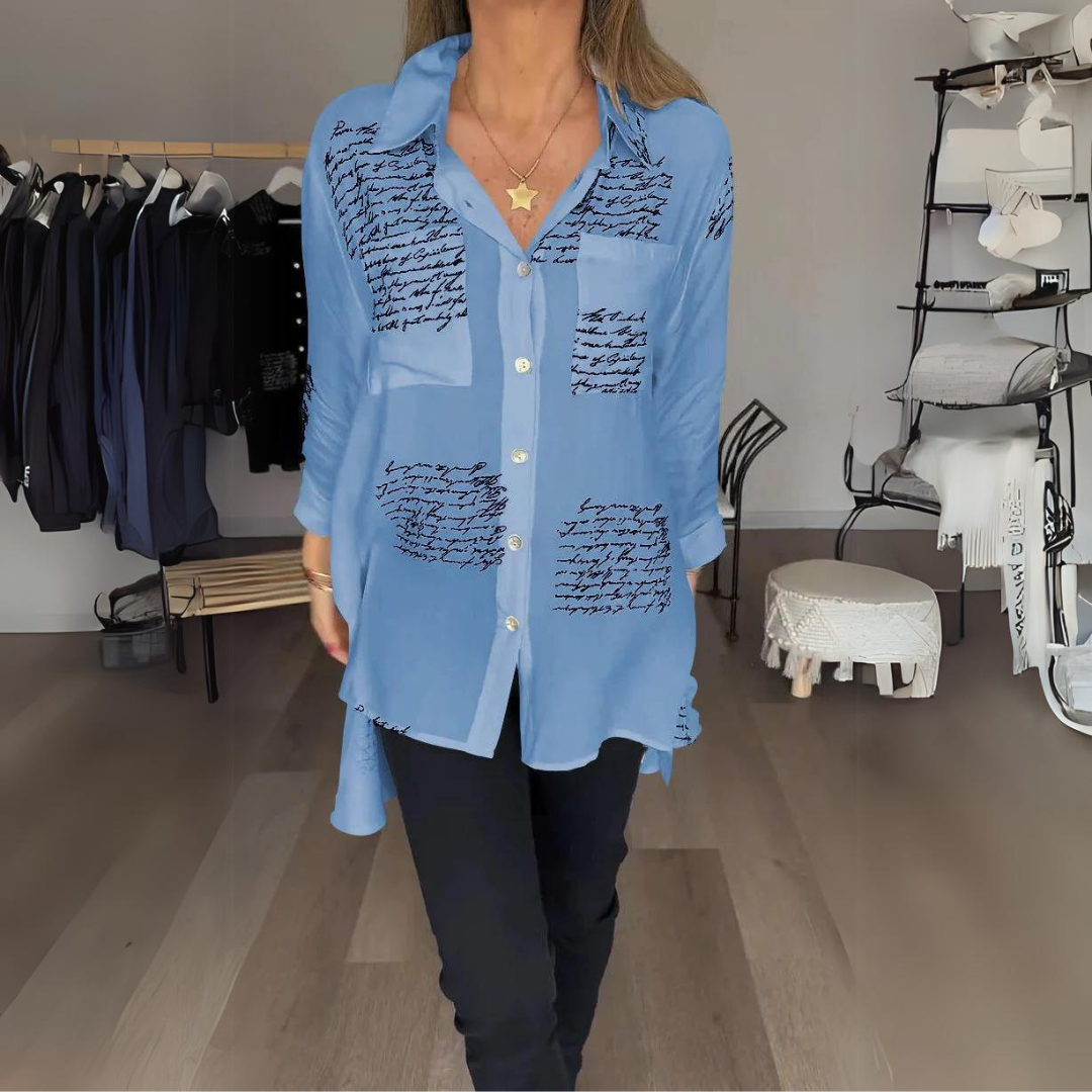 Women's Handwritten Button-Up Shirt