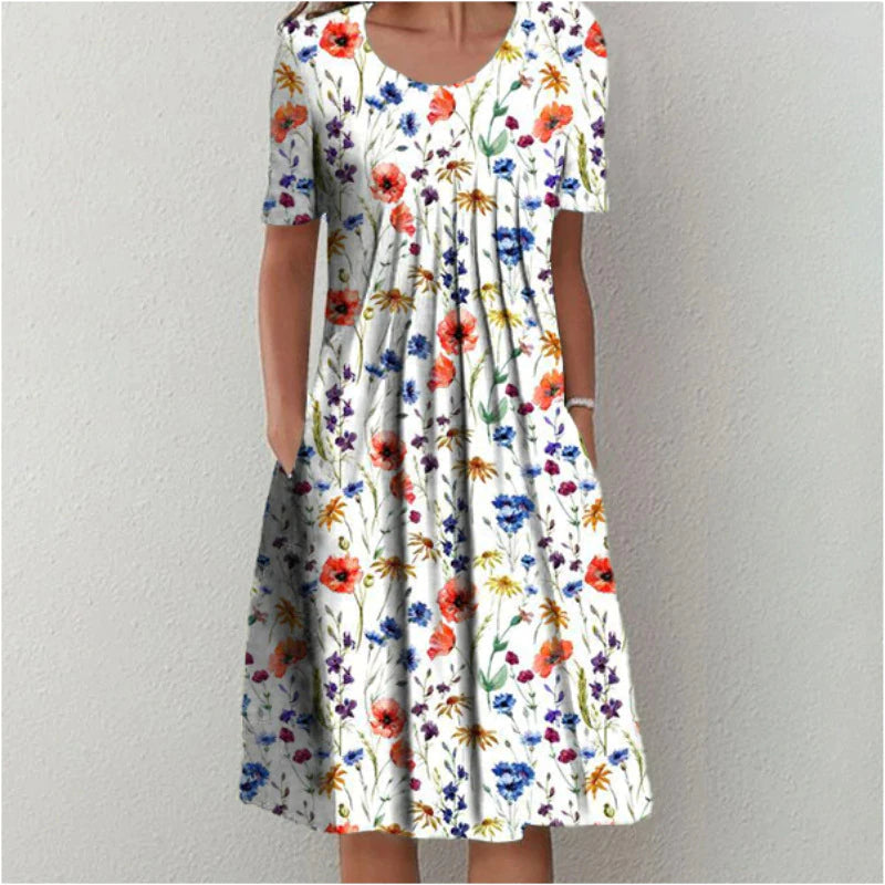 Women's Stylish and Casual Floral Dress with Pockets