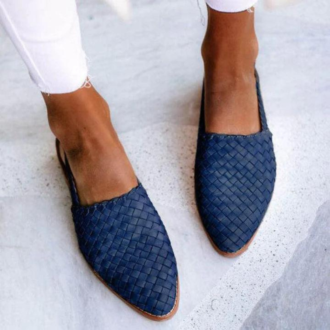 Women's Elegant Woven Vegan Leather Ballerinas