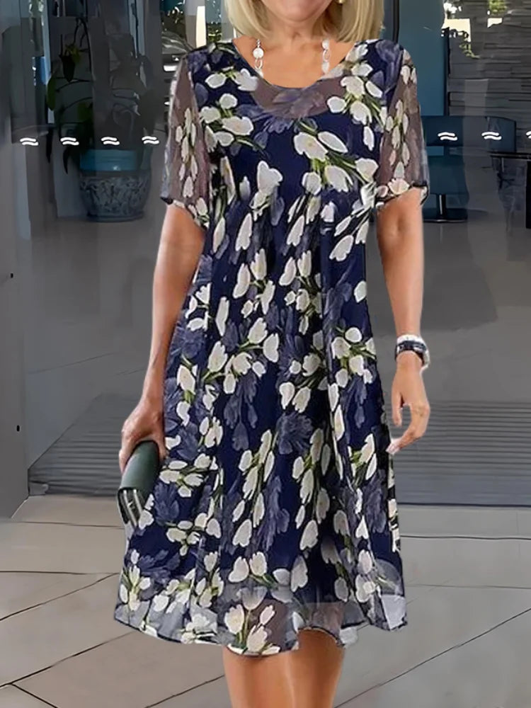 Women's Floral Print Double Tunic Dress