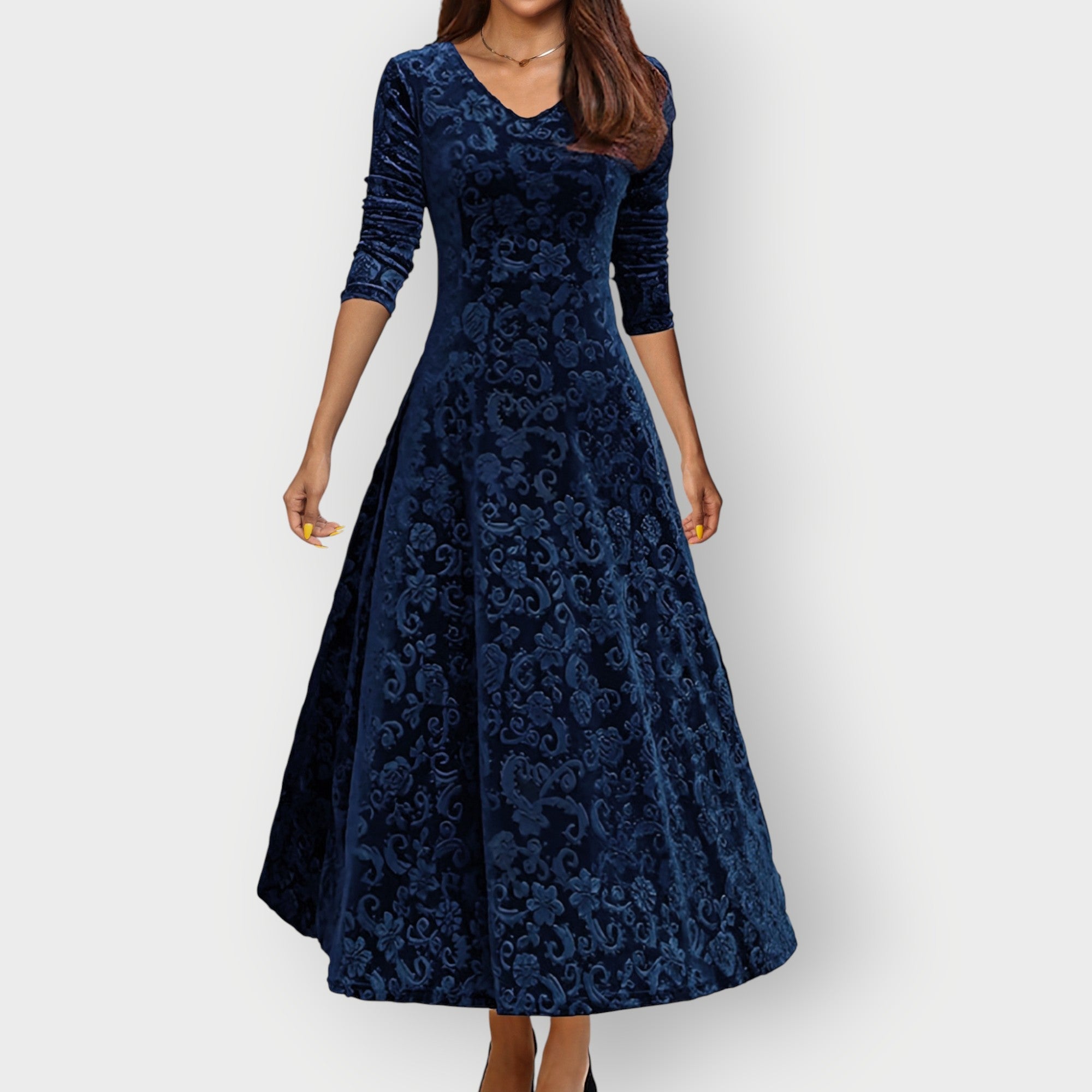 Women's Vintage Velvet Midi Dress