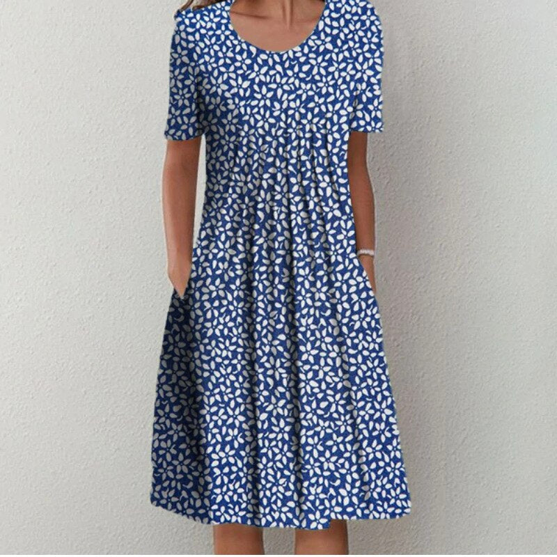 Women's Stylish and Casual Floral Dress with Pockets