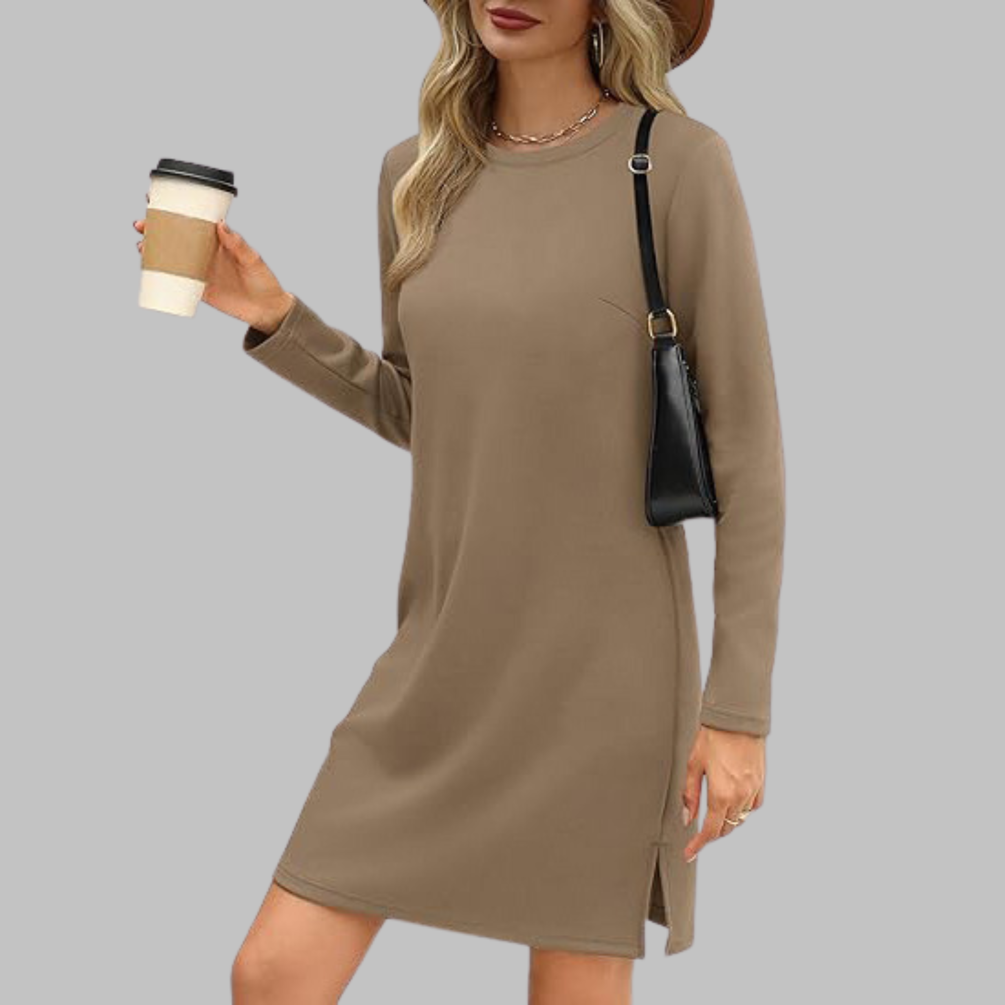 Women's Comfortable Long Sleeve Round Neck Dress