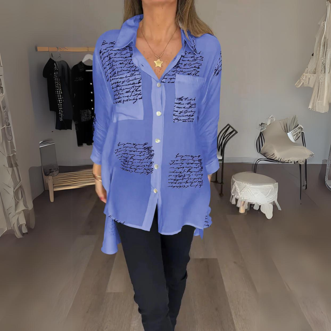 Women's Handwritten Button-Up Shirt