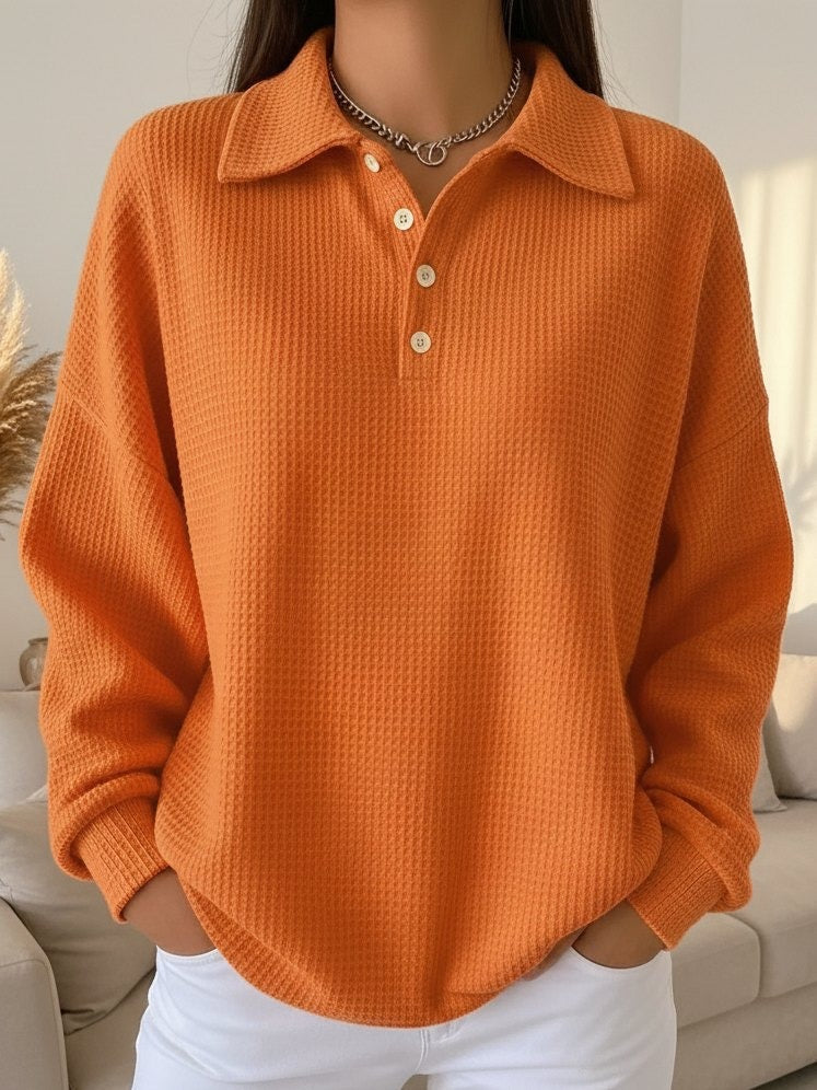 Women's Textured Polo Sweater
