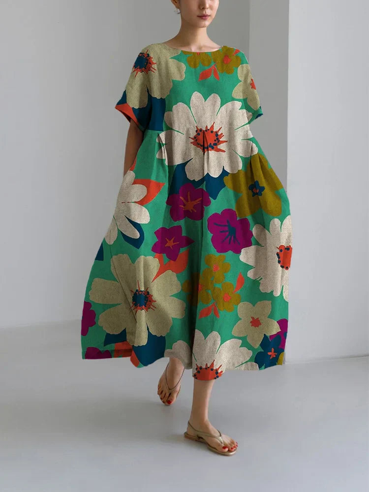 Women's Midi Floral Dress with Bold Style and Light Comfort for Lively Days