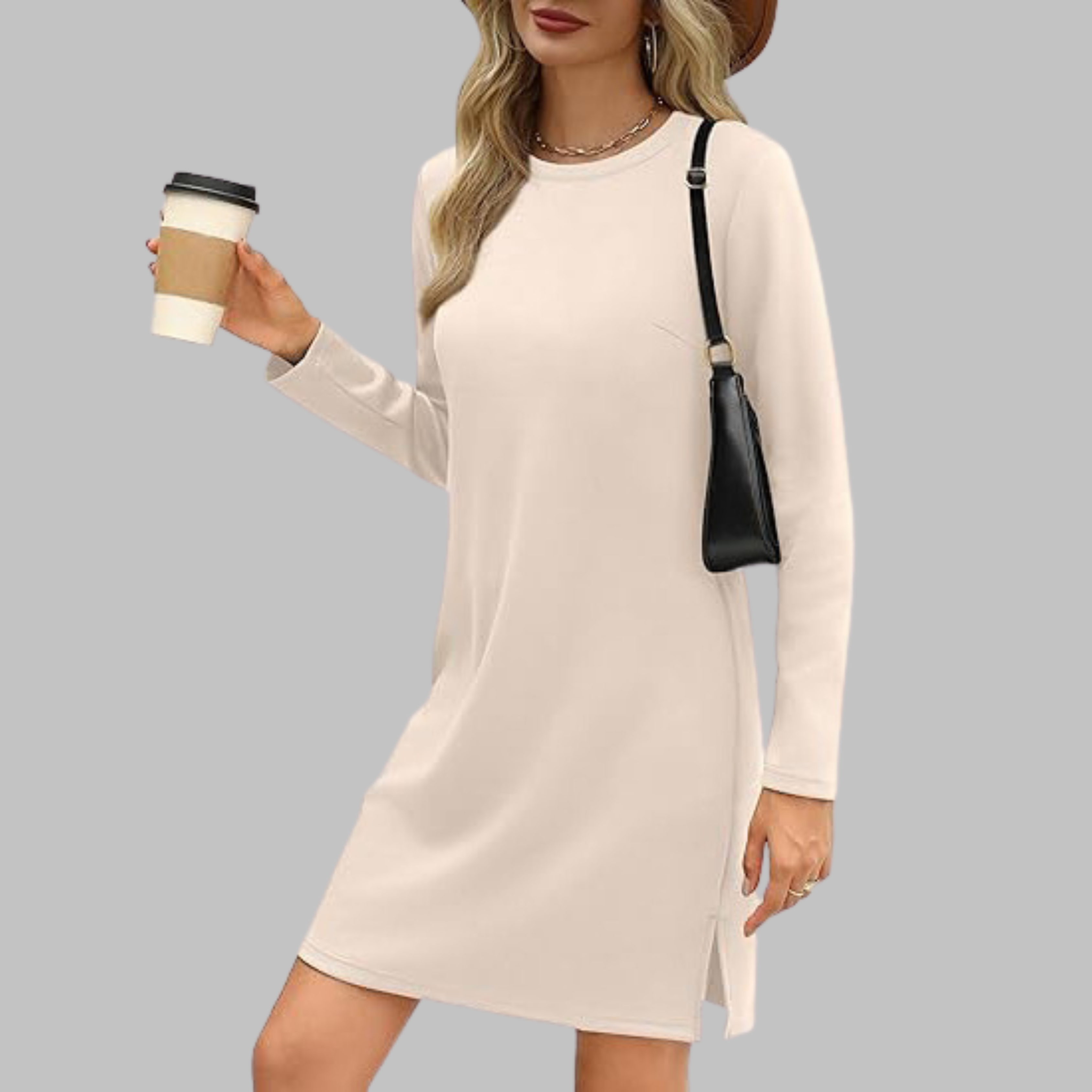 Women's Comfortable Long Sleeve Round Neck Dress