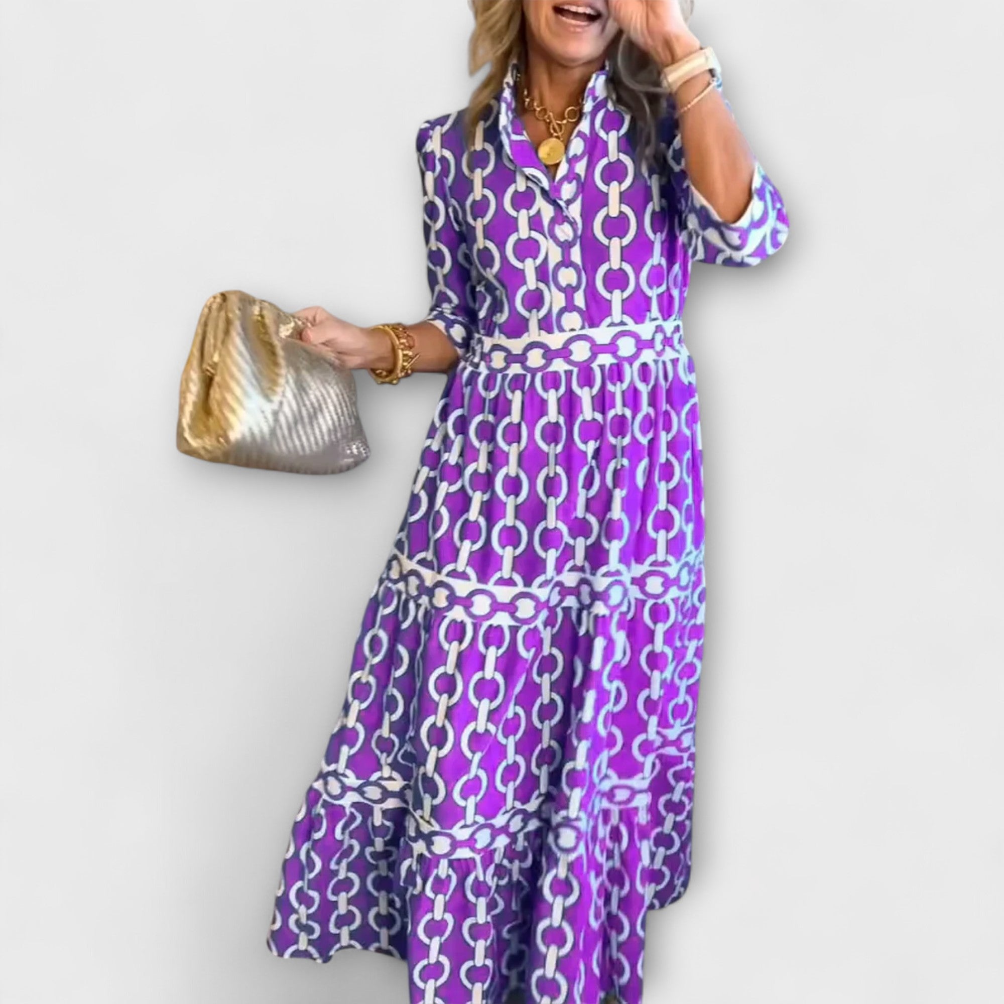 Women's Midi Dress with Chain Pattern